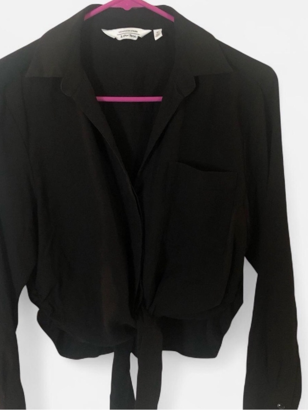 & Other Stories Black Tie-Front Long Sleeve Blouse